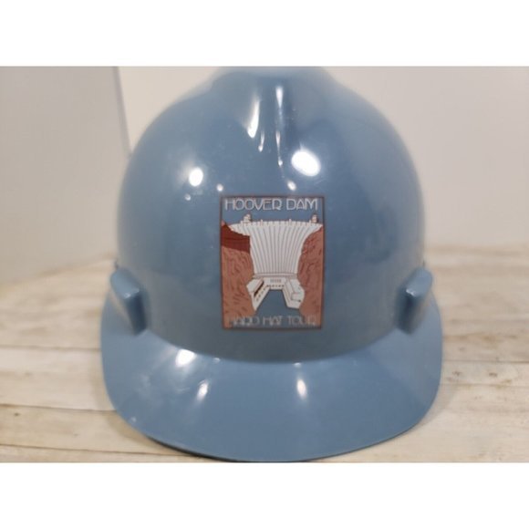 Vintage Hard Hat Hoover Dam Hard Hat Tour Size Medium V-gard Blue - Picture 6 of 16